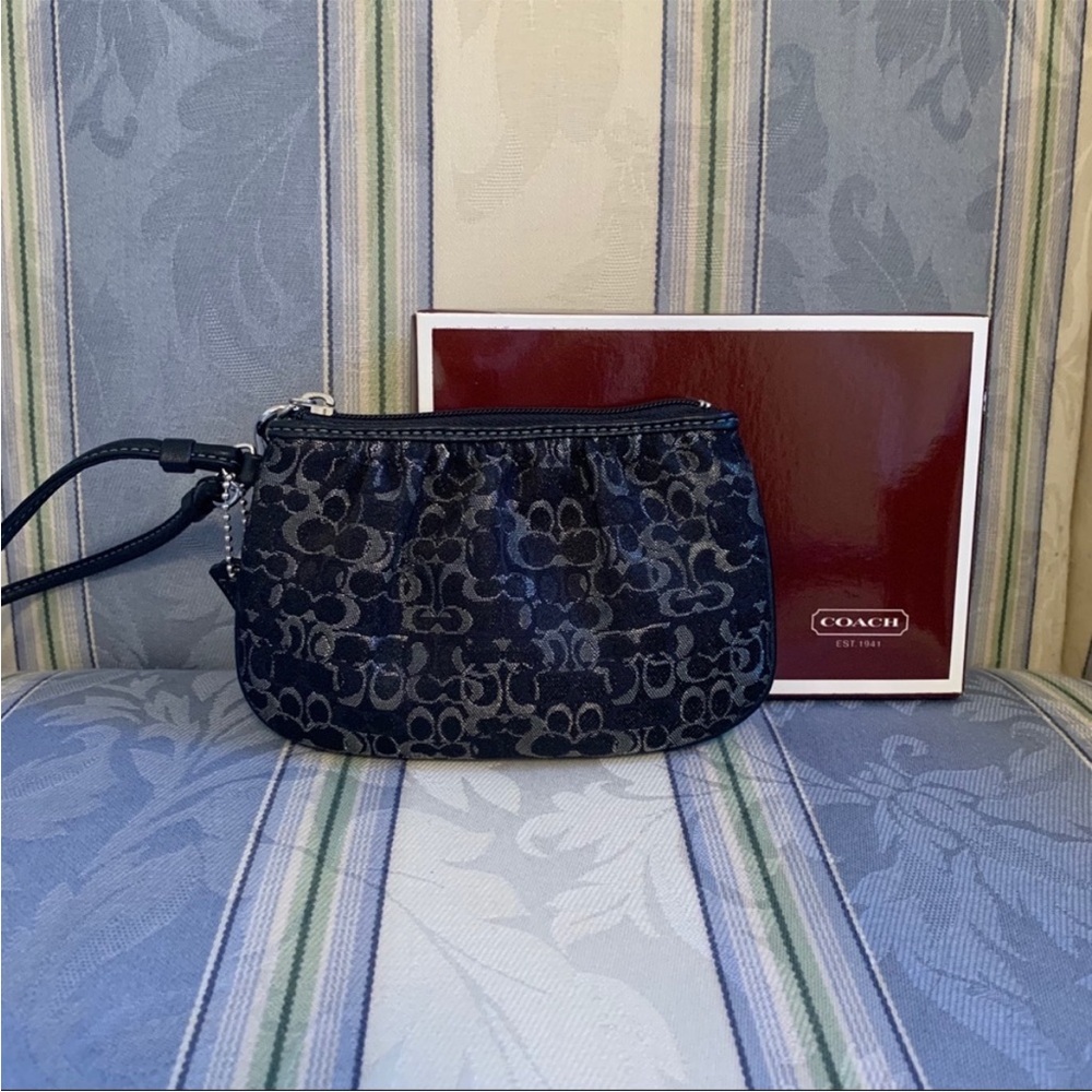 Coach Black and Silver Signature Wristlet